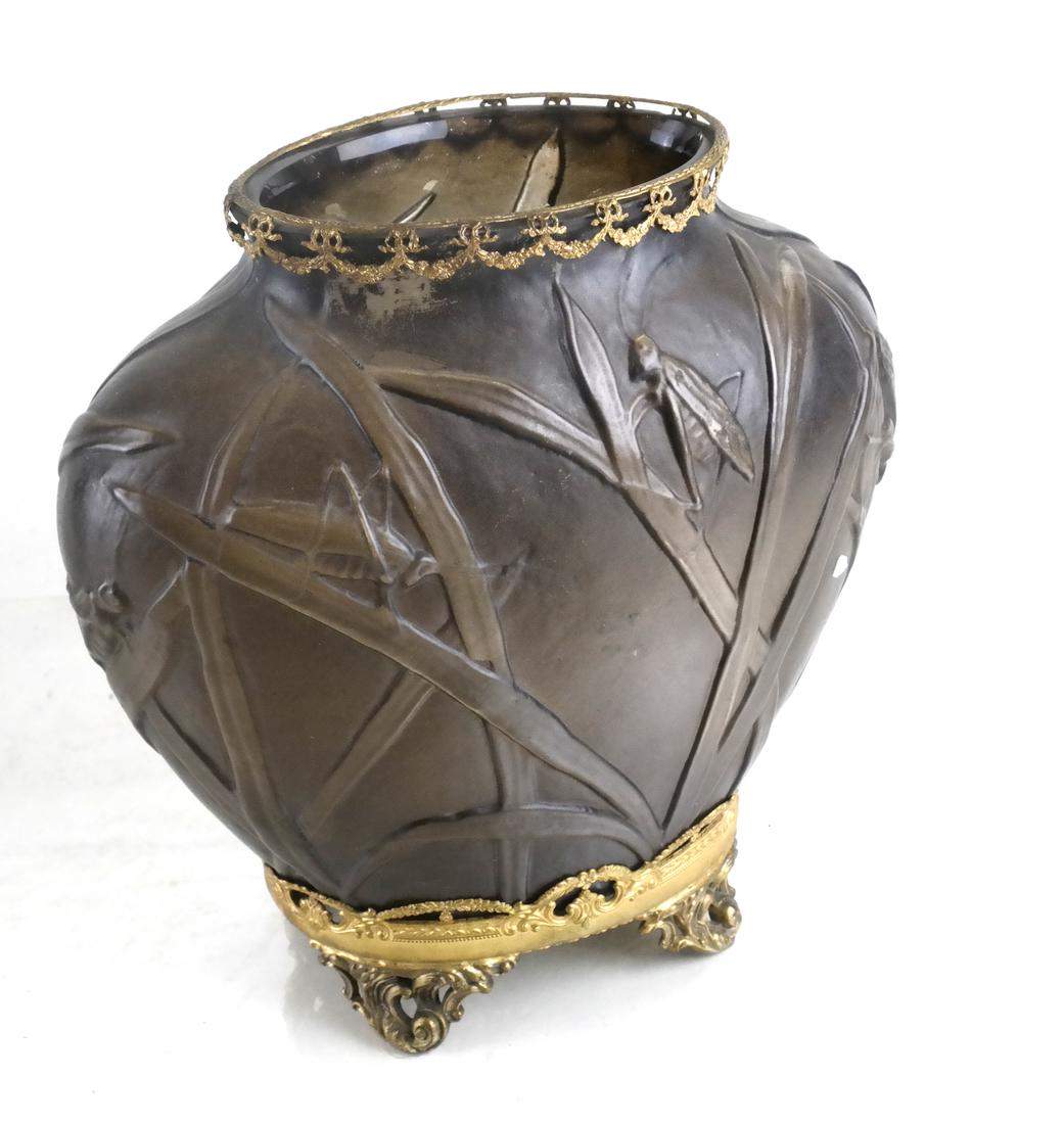 Art Deco Brown Glass Lalique-Type Vase (1 of 5)