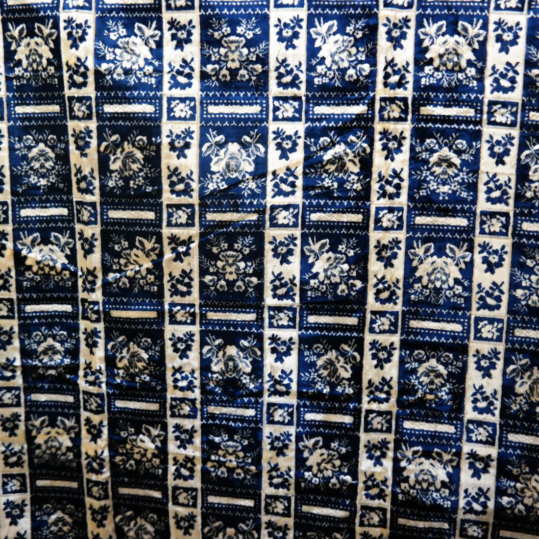 Central Asian Blue and White Upholstery Fabric: Central Asian blue and white upholstery fabric. Late 20th century. Approximately 12 yards long x 54in wide.