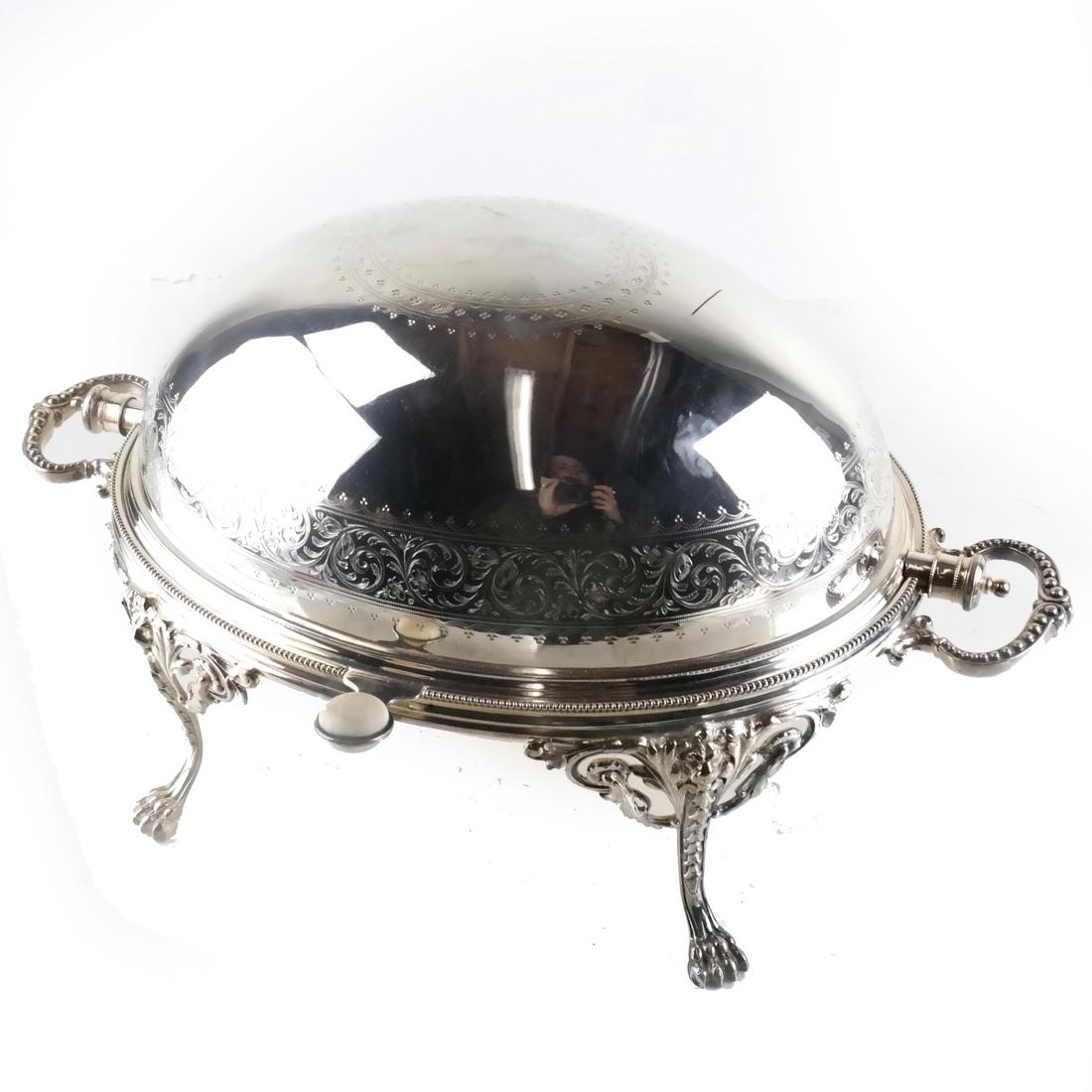 Silverplated Incised Popover Bun Warmer Dish (1 of 6)