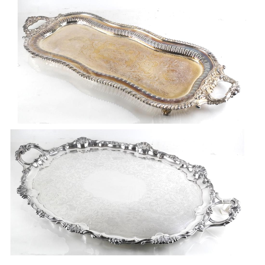 Two Ornate Silverplated Trays (1 of 8)