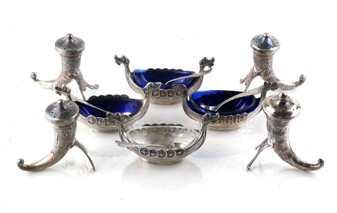 Eight Norway Silver Salts and Casters (1 of 7)