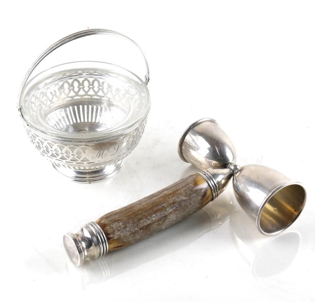 Sterling Silver Horn Jigger and Salt (1 of 8)