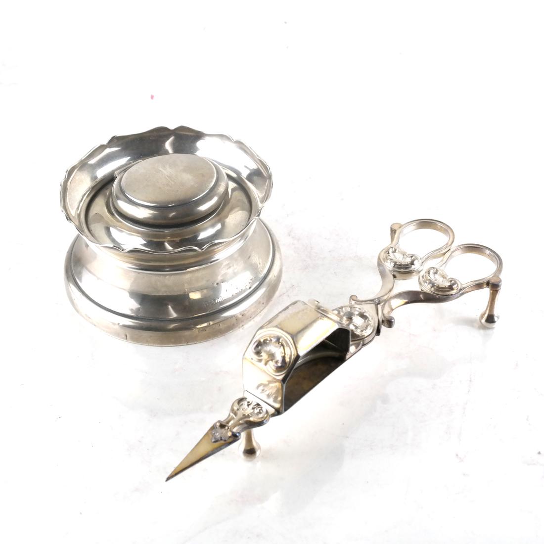 Silver Plate Inkwell, Candle Snuffer (1 of 6)