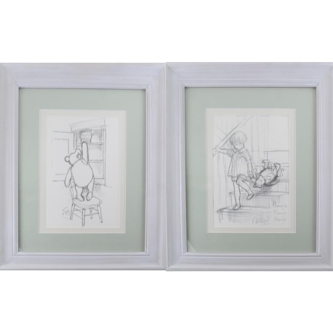 (After) E.H. Sheppard, Pencil Illustrations From Pooh (1 of 5)