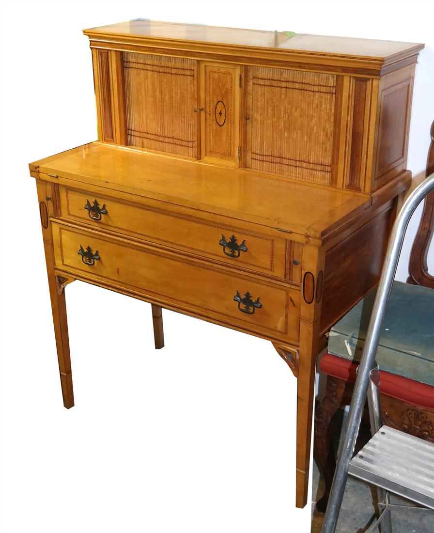 Maple Inlaid Tambour Desk (1 of 6)