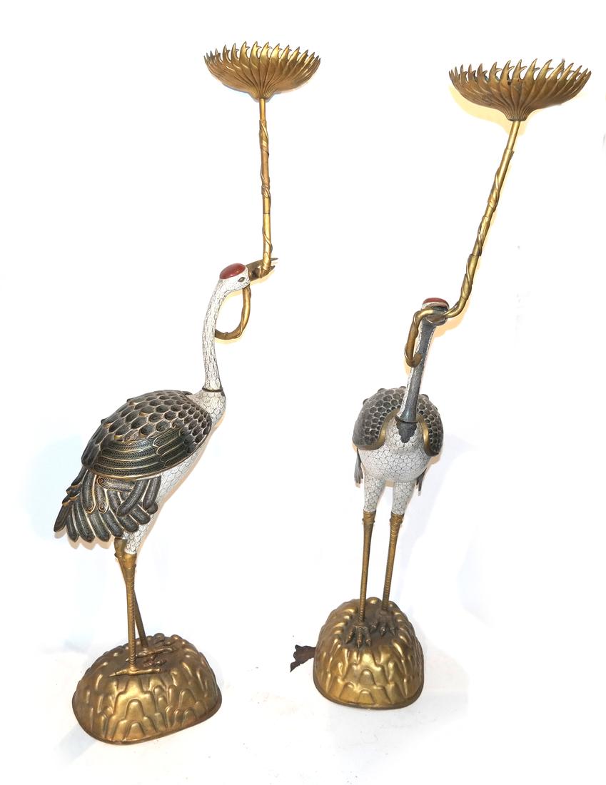 Pair of Cloisonne Cranes (1 of 5)