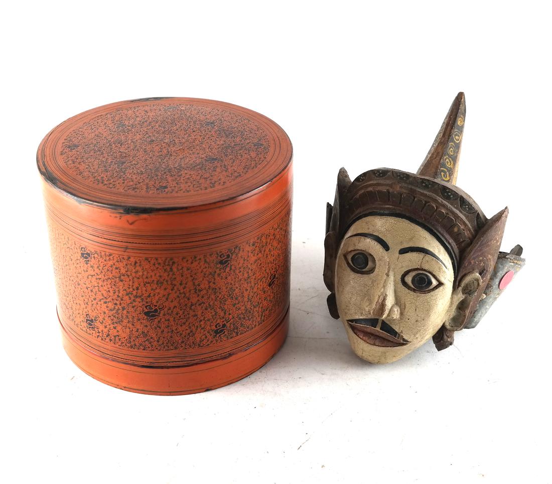 Lacquer Lunch Box; Polychrome Mask (1 of 3)