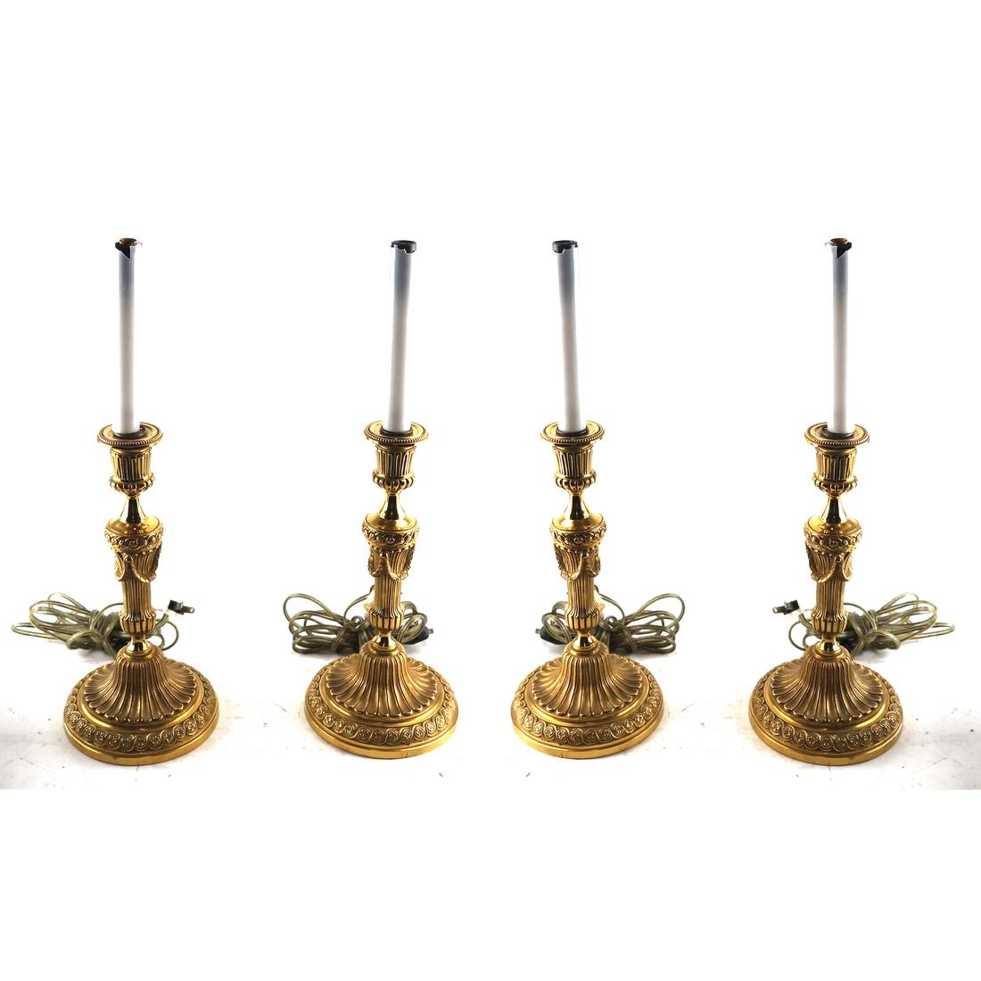 4 Bronze Dore Candlestick Lamps (1 of 4)