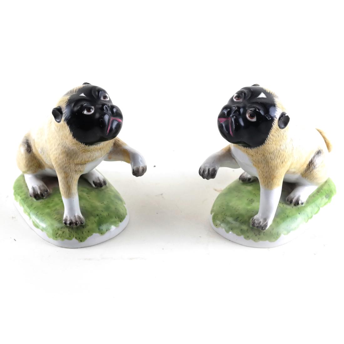 Pair of Strasbourg Faience Pug Dogs (1 of 4)