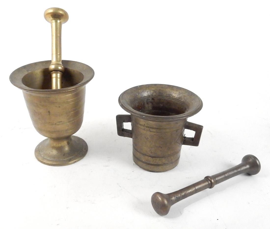 Lot of Two Bronze Mortars and Pestles (1 of 8)