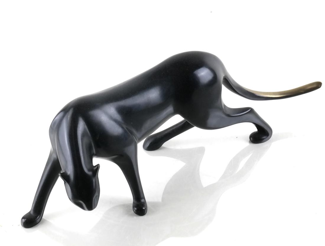 Loet Vanderveen (Dutch, 1921-2015), Bronze Panther: Bronze sculpture of a panther with gilt bronze detail to tail. Scratch incised to underside and numbered 441/750. Not dated. Late 20th century. [4 1/2 x 11 x 4 inches].