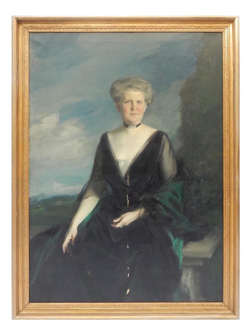 Louis Betts - Portrait of a Woman: Louis Betts (1873-1961) Portrait of a woman. Oil on canvas. Signed lower right. [Art: 60 x 42 1/2 inches; Frame: 66 1/2 x 48 1/2 inches].