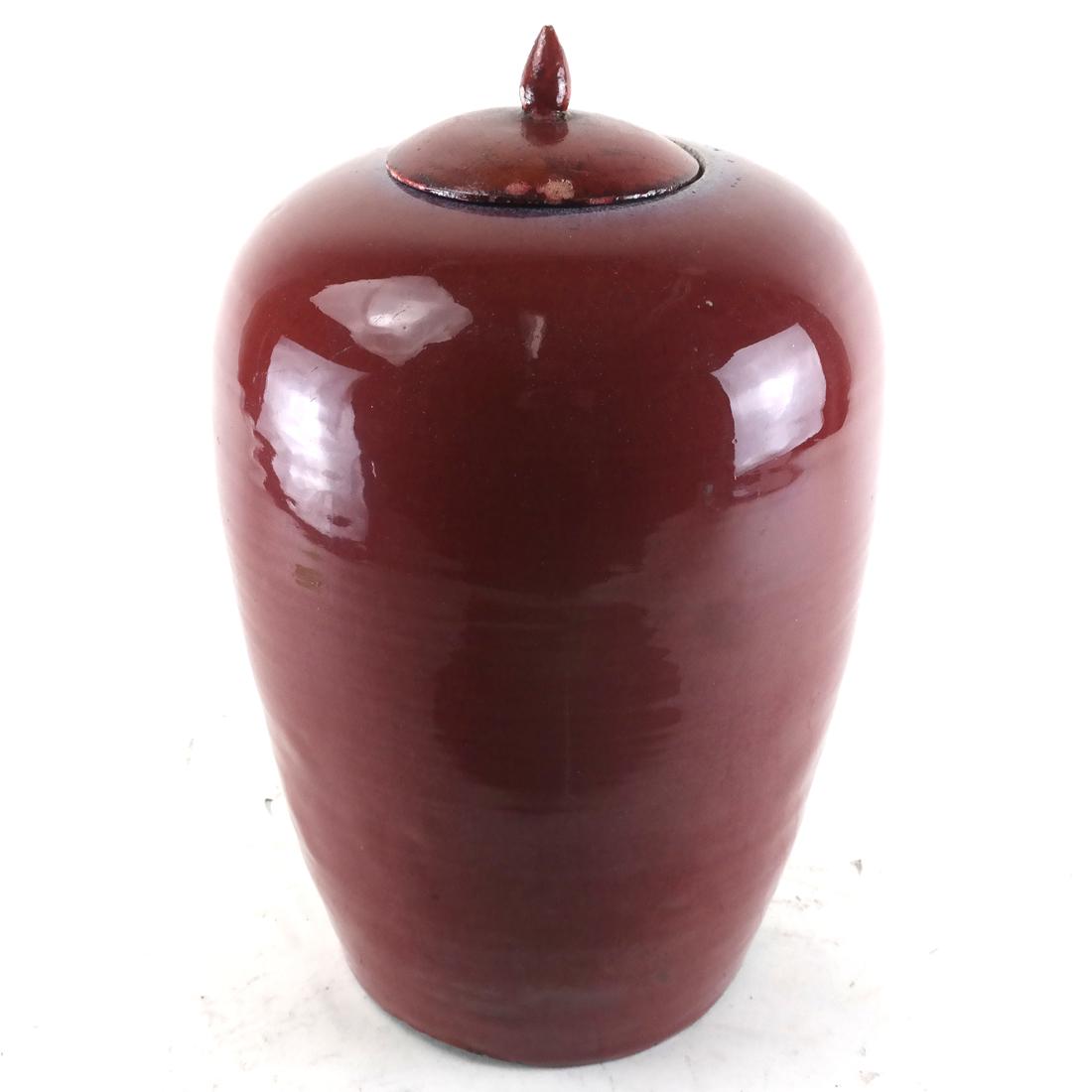 Oxblood Ceramic Ginger Jar (1 of 4)