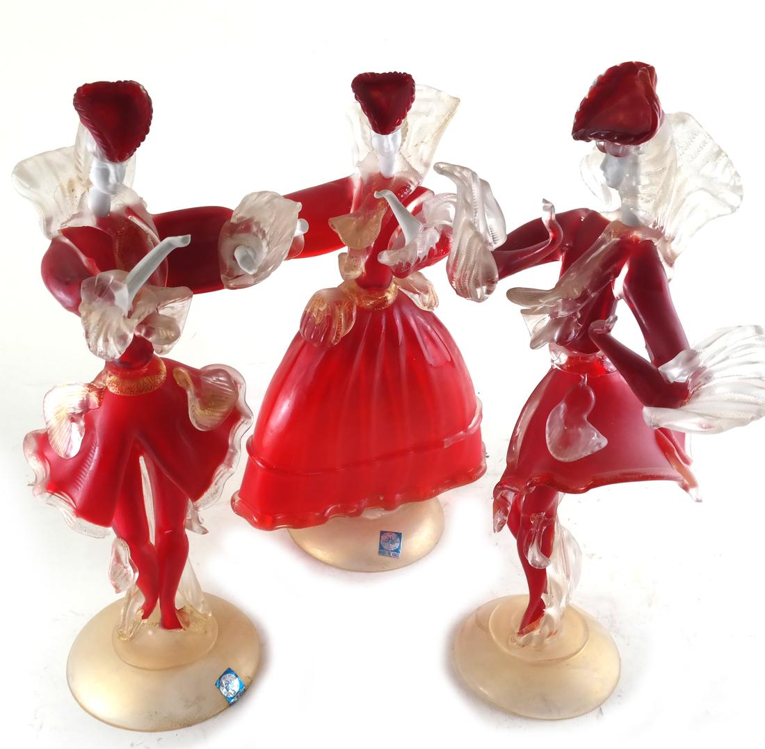 Three Murano Glass Sculptures of Dancers (1 of 6)