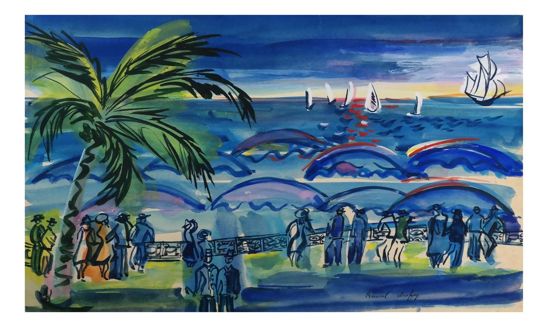 Raoul Dufy - Gouache on Board "Nice", Signed (1 of 9)