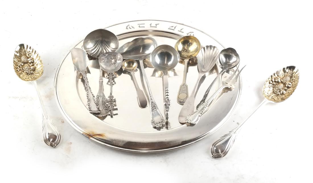 Lot of 13 Asst'd Silver and Silver Plate Flatware (1 of 3)