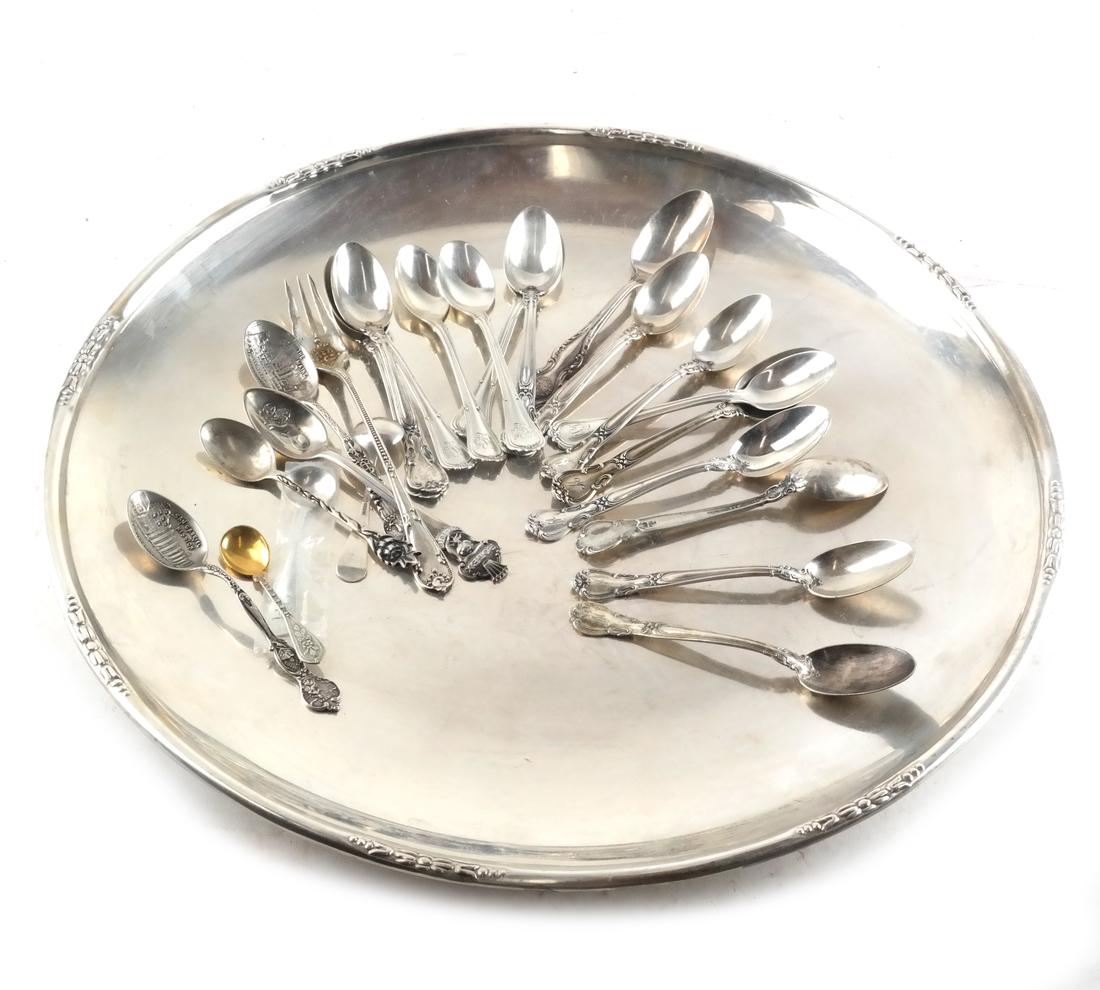 American Sterling Tray & Group of Spoons (1 of 4)