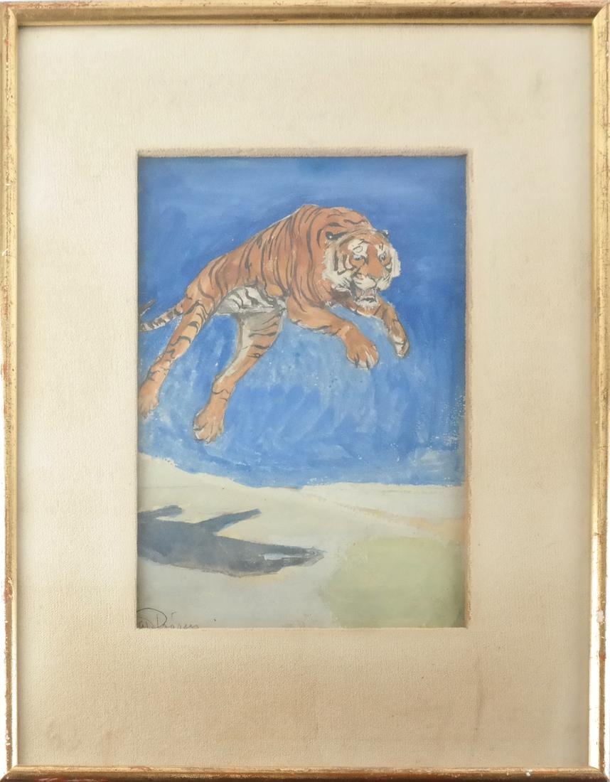 W. Pogany - Leaping Tiger - Watercolor (1 of 4)