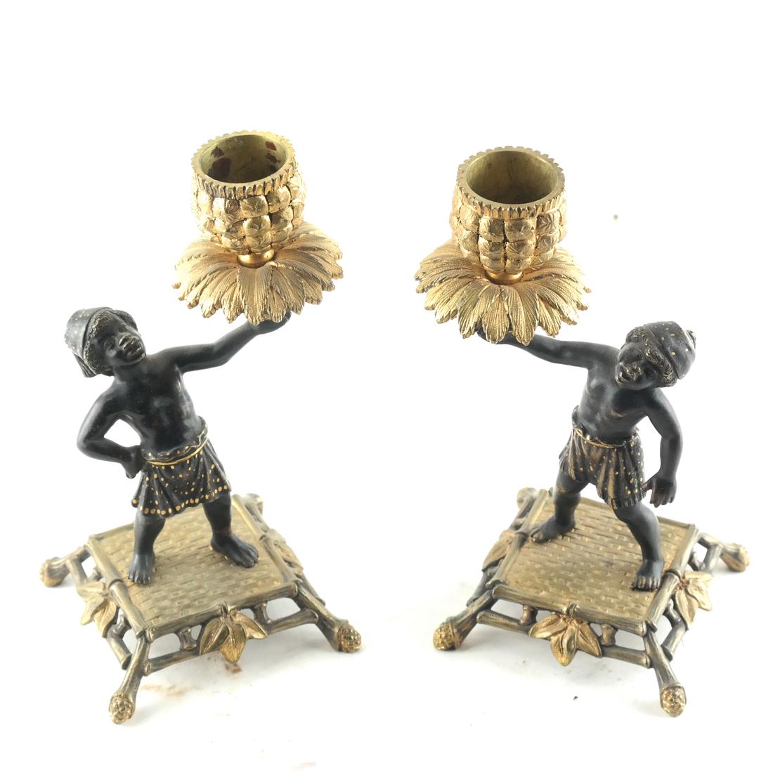 Pair of Figural Brass Candlesticks (1 of 3)