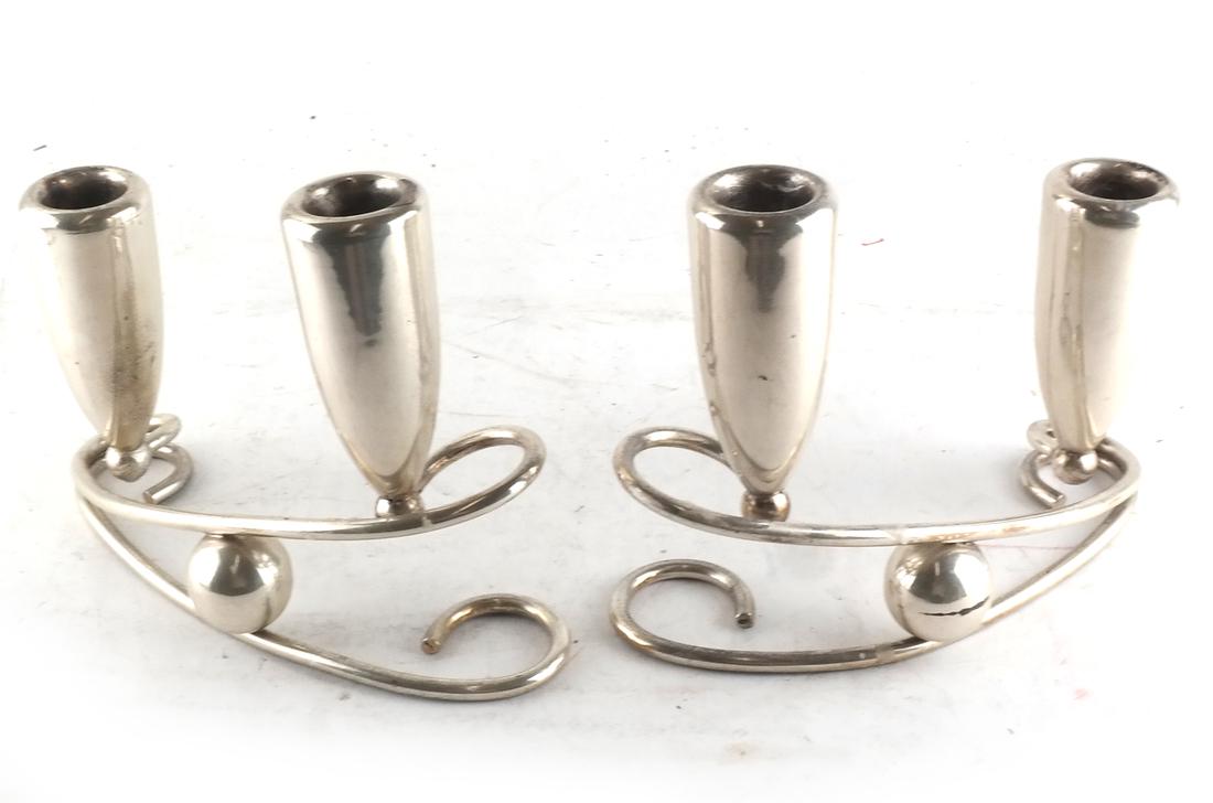 Pair of Mexican Silver 2-Light Candlesticks (1 of 3)