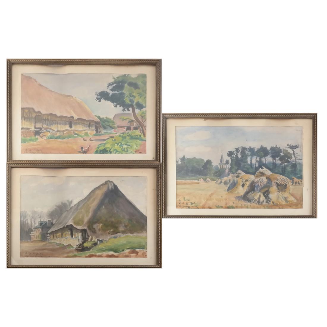 Three Rene de St. Delis Watercolors (1 of 9)