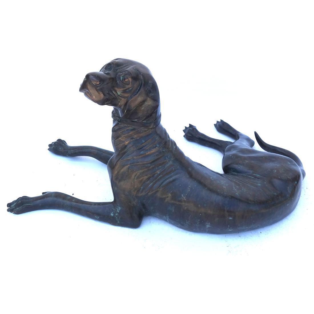 Life-Size Bronze Sculpture of a Recumbent Dog (1 of 8)
