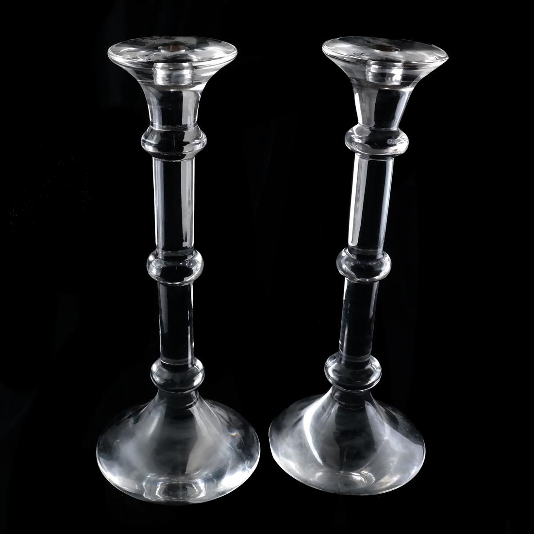 Pair Val St. Lambert Glass Candlesticks (1 of 4)