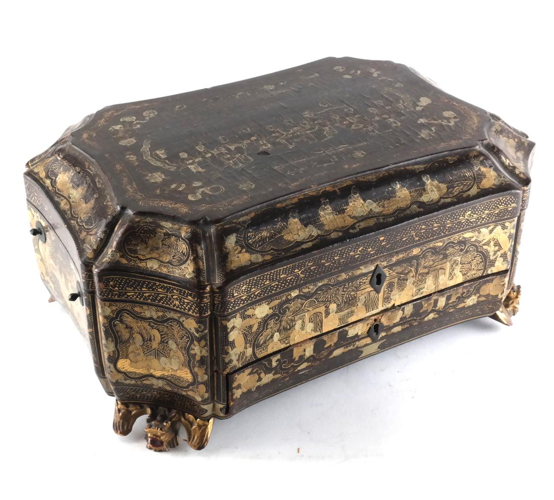 Chinese Lacquer Sewing Box (1 of 7)