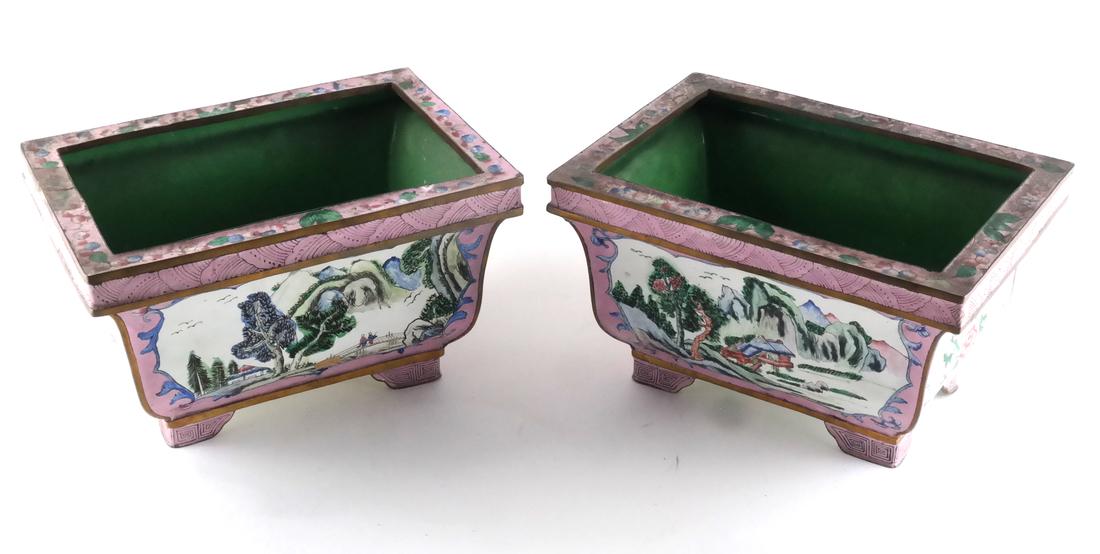 Pair Canton Enamel Jardinieres (1 of 5)
