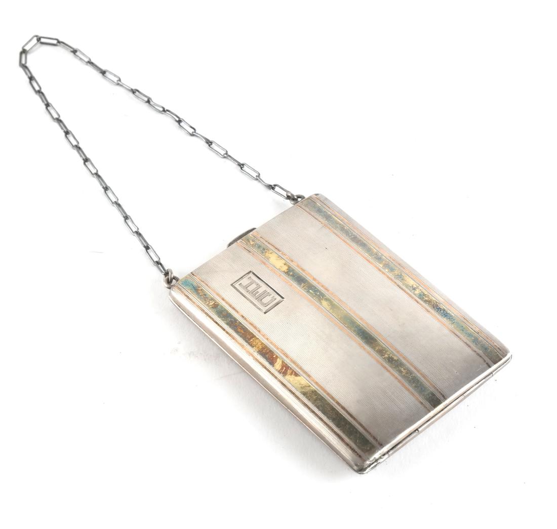 Sterling & Gold Wash Compact on Chain (1 of 7)