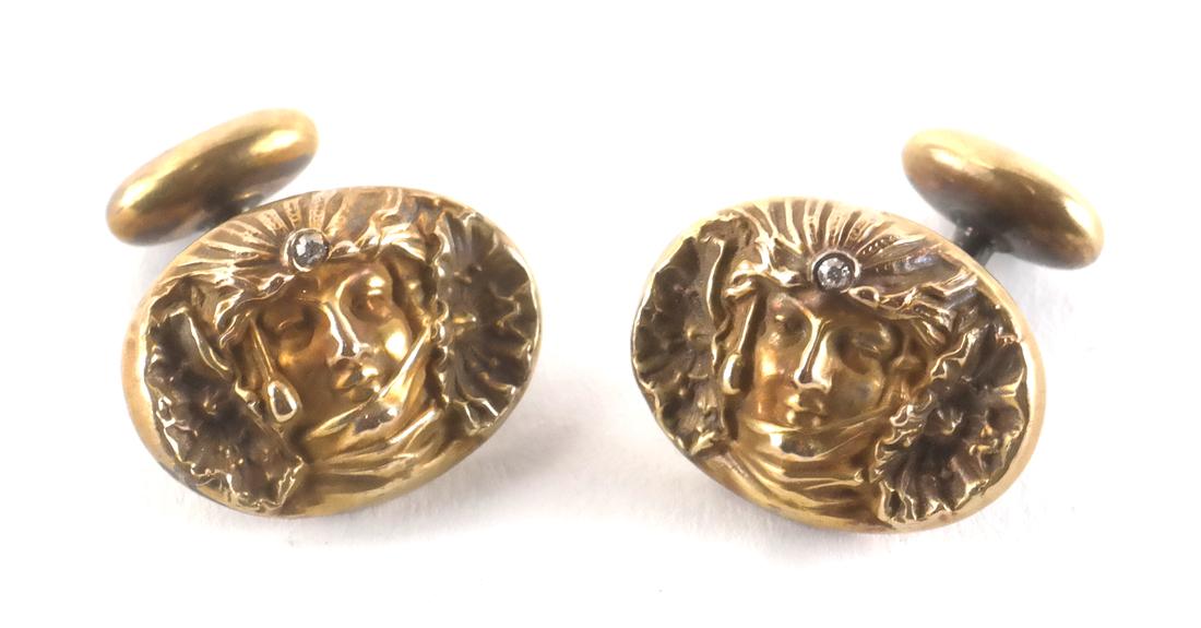 Pair of Art Nouveau 14k Gold Cufflinks (1 of 3)