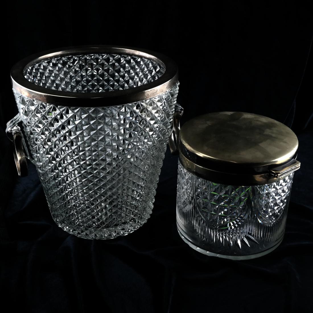 Glass & Silver Plate Ice Bucket & Jar (1 of 3)