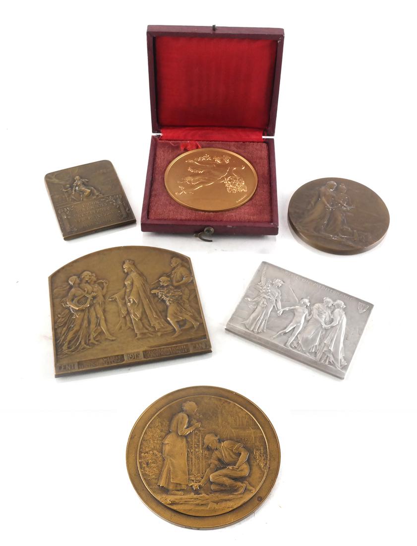 Six Bronze Art Nouveau Medals (1 of 10)