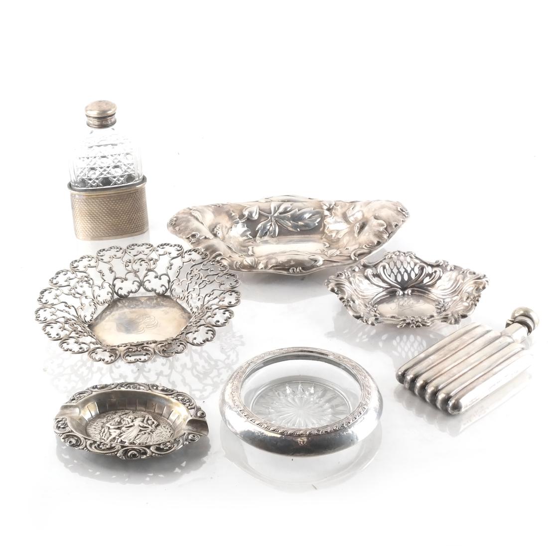 Asst. Silver Pin Trays, Receivers, Flasks (1 of 10)