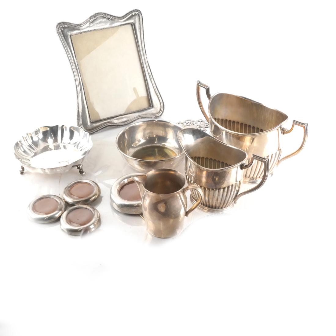 Lot of 9 Silver Table Articles & A Frame (1 of 4)