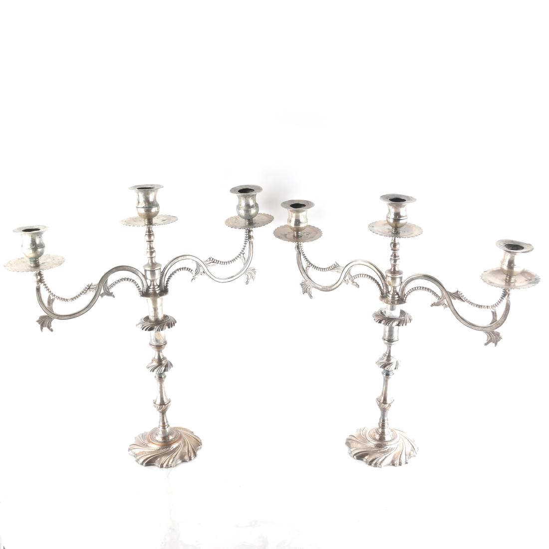 2 Pair Silver Plate & Pewter Candlesticks (1 of 4)