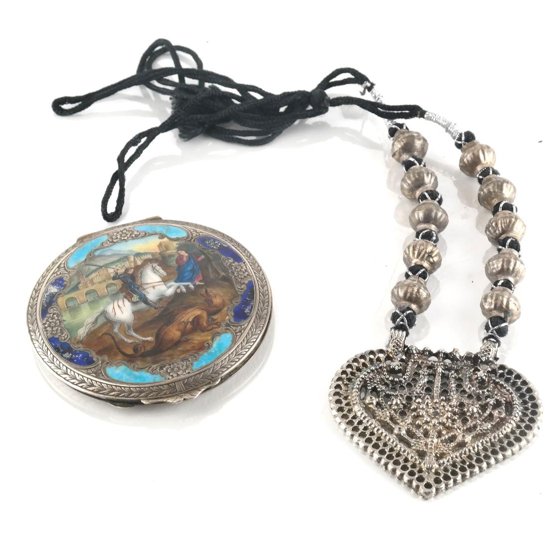 Italian .800 Silver and Champleve Compact (1 of 5)