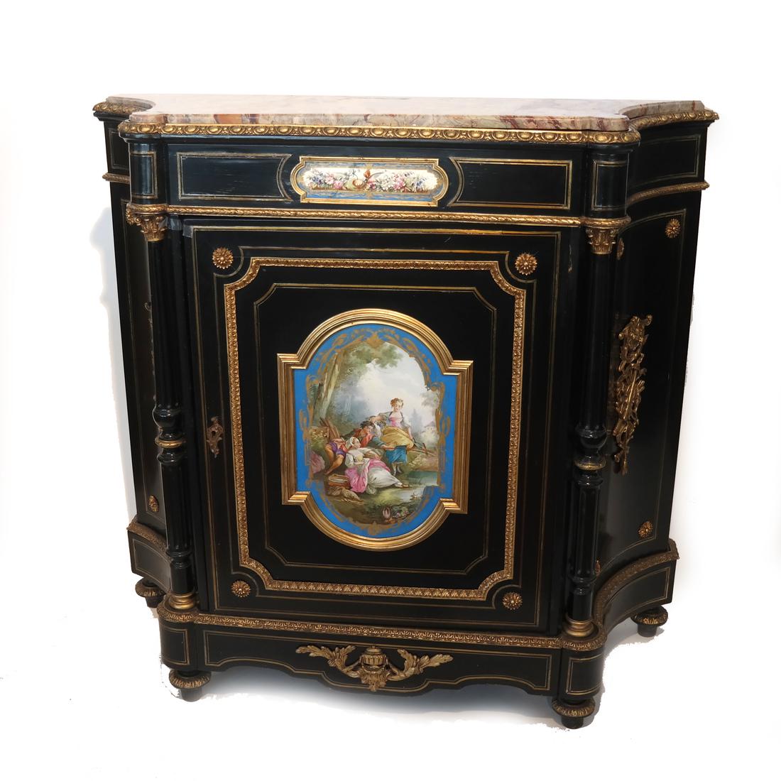 French Marble-Top Credenza/Cabinet (1 of 8)