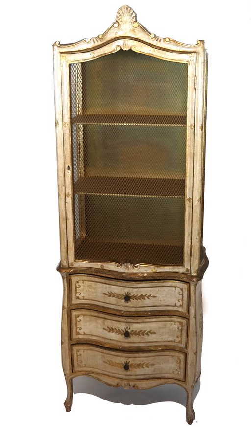 Italian Venetian Style Curio Cabinet Bookcase