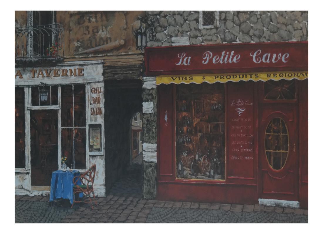 Viktor Shvaiko "Petit Cave" Serigraph: Viktor Shvaiko "Le Petit Cave", serigraph, Ed #19/100. [Art: 11 x 16 1/2 inches; Frame: 22 x 27 1/2 inches].