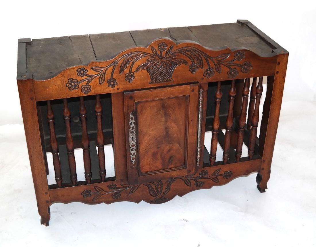 Continental Carved Fruitwood Panetiere-Bread Cabinet (1 of 5)