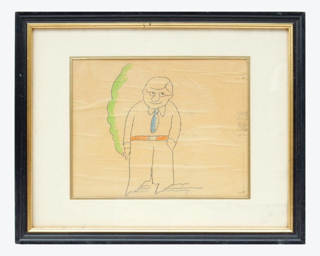 Man Smoking Cigar, Pencil Illustration (1 of 4)