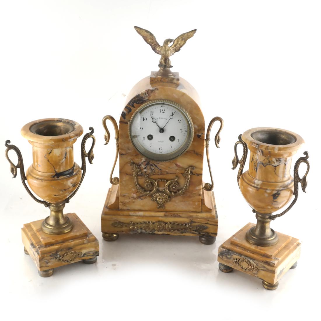 French Marble & Bronze Clock Garniture (1 of 6)