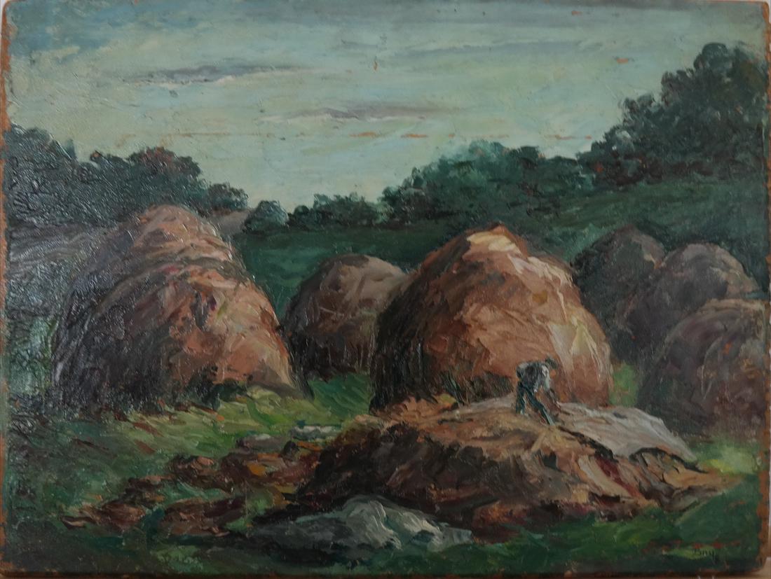 Modernist Edith Bry Painting - Hayfields (1 of 5)
