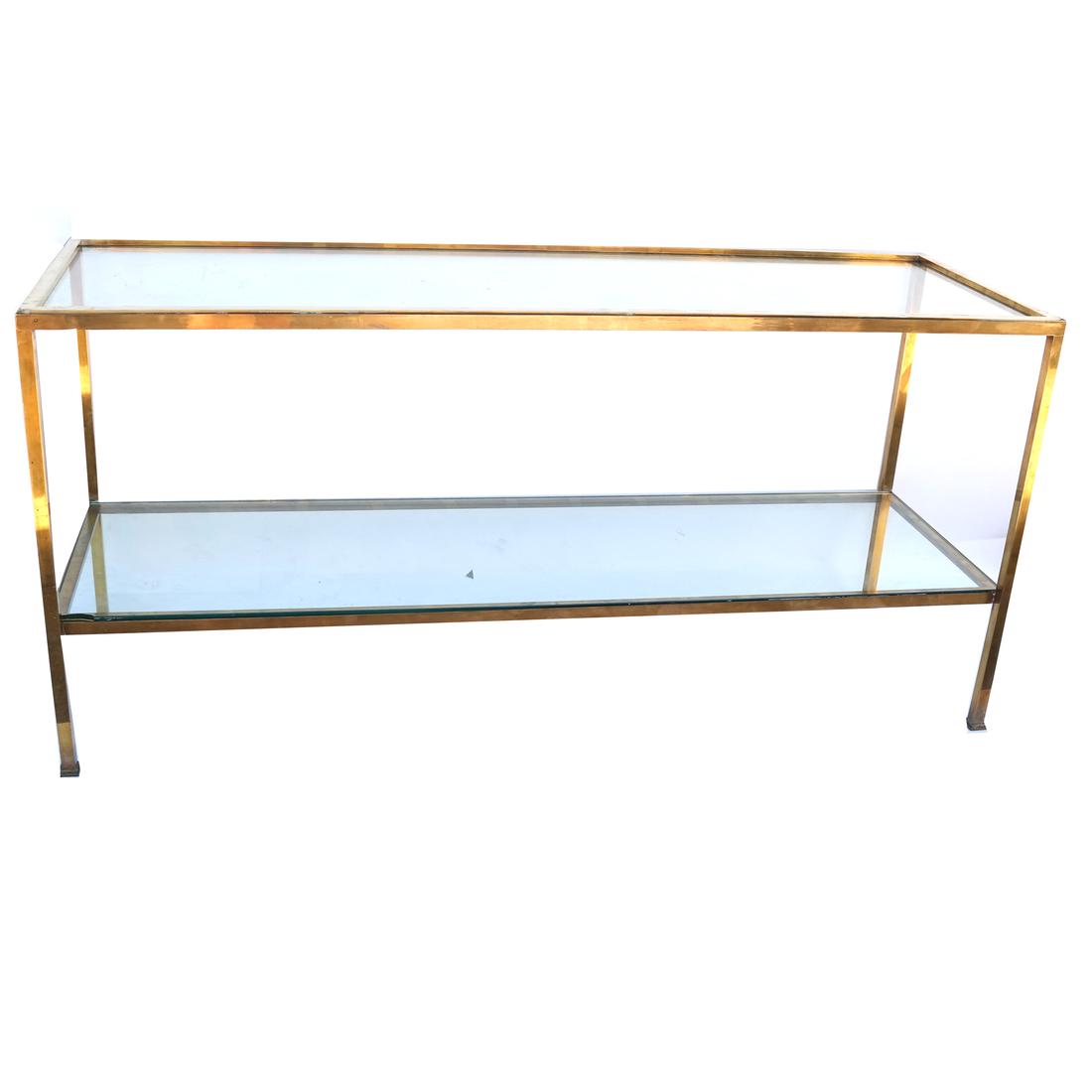 20th C. Modern Two-Tier Brass Console (1 of 5)