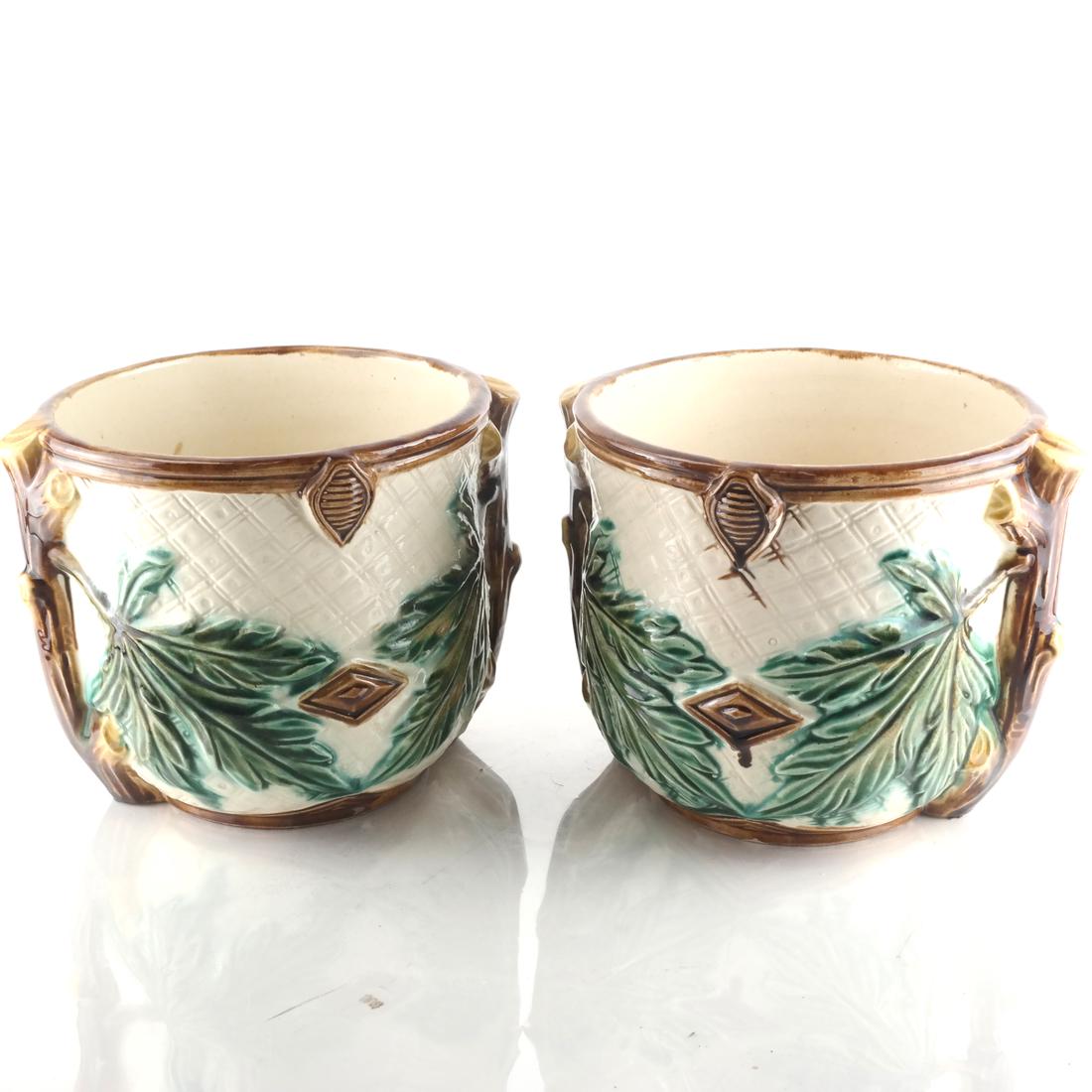 Pair of Majolica-Style Cachepots (1 of 5)