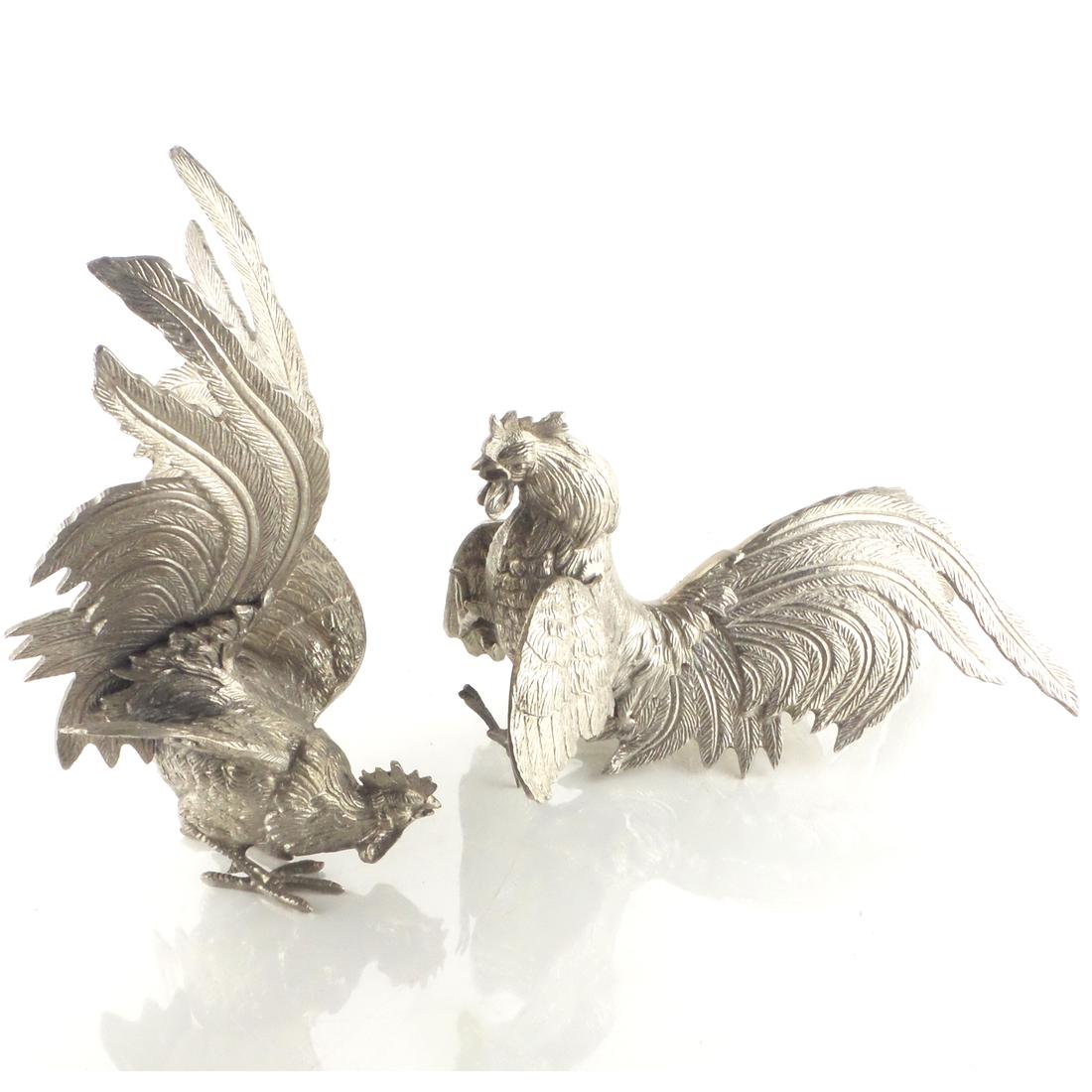 Pair of Silver Plate Chickens (1 of 6)