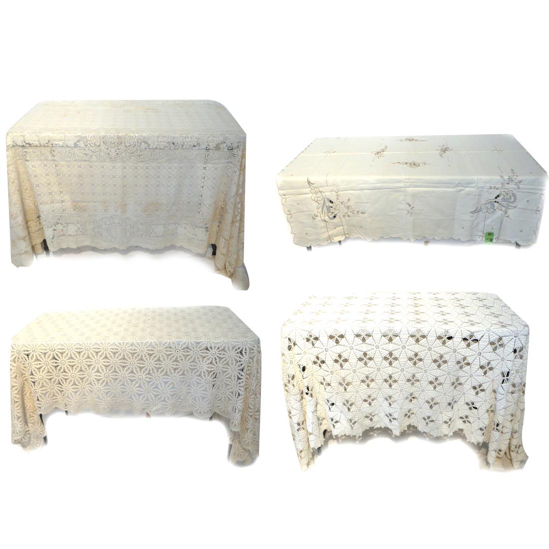 2 Crotched Bedspreads, 2 Tablecloths (1 of 5)