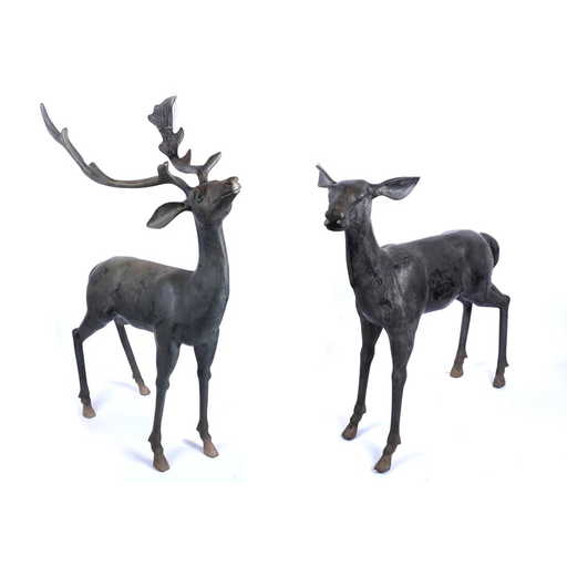 Pair Of Outdoor Deer Sculptures