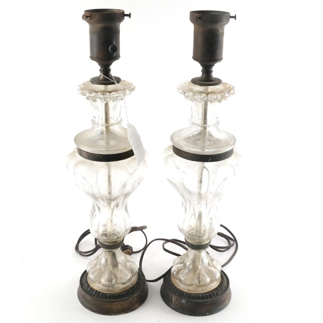 2 Bulbous Form Glass Table Lamps (1 of 4)